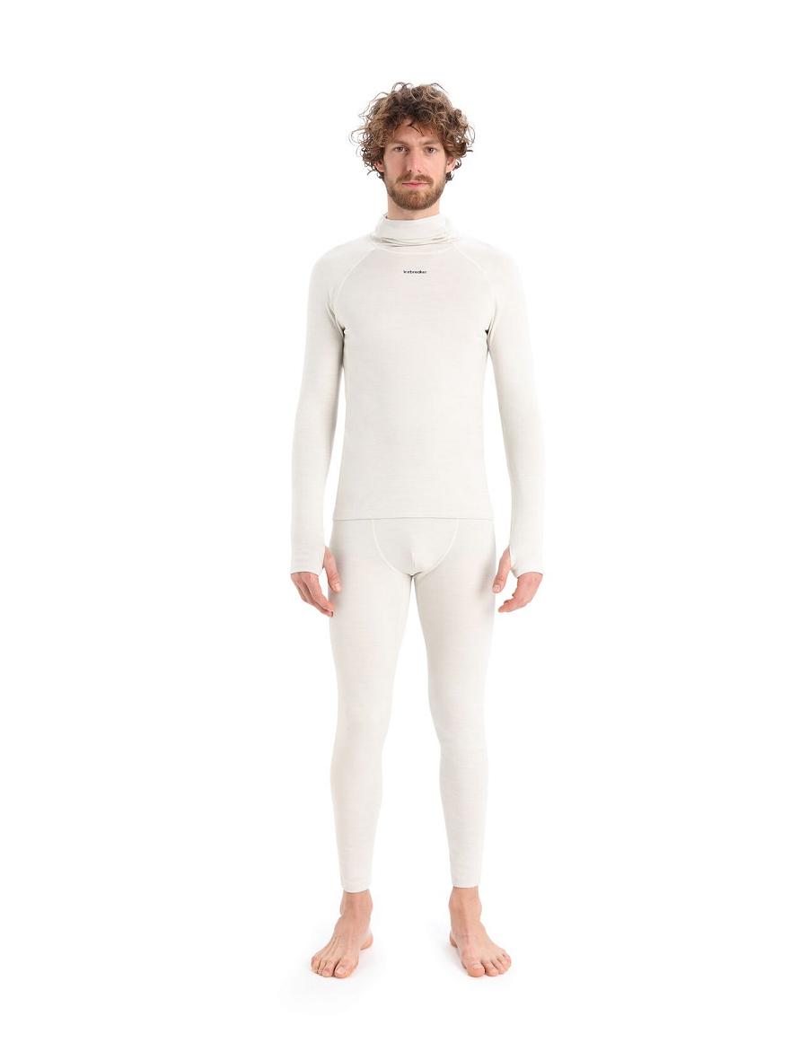 Ecru Heather Icebreaker MerinoFine™ Long Sleeve Roll Neck Men's Base Layers | AU 1343NWYB